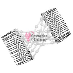 Accesoriu tip glamour pentru prins parul din metal cu pini de insertie PZS011AA - Albe